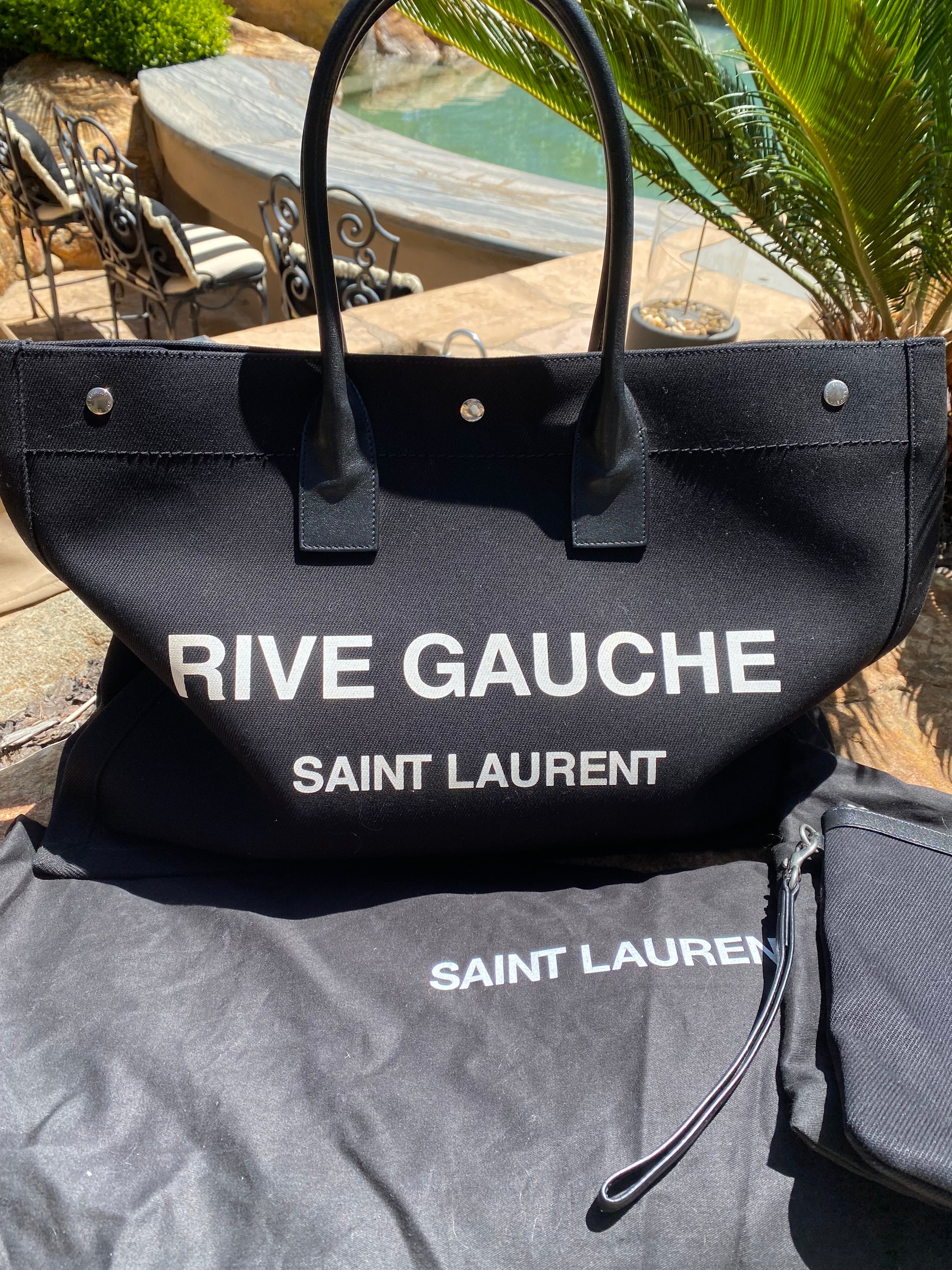SAINT LAURENT RIVE GAUCHE トートバッグ ブラック That perfect black Rive Gauche SAINT LAURENT tote travel bag
