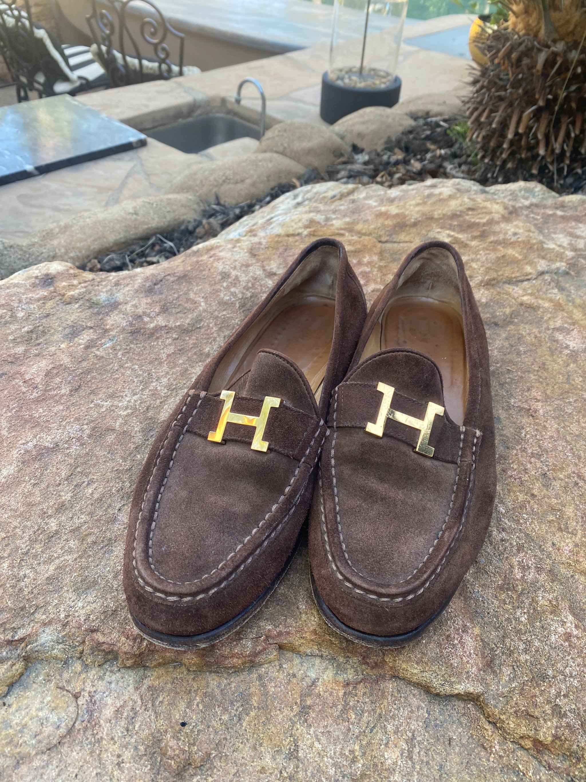Hermes Blue and Brown Slip-On Loafers Hermes Game Slip-On Loafers Denim Bleu Clair / Gold Phw  main image 4
