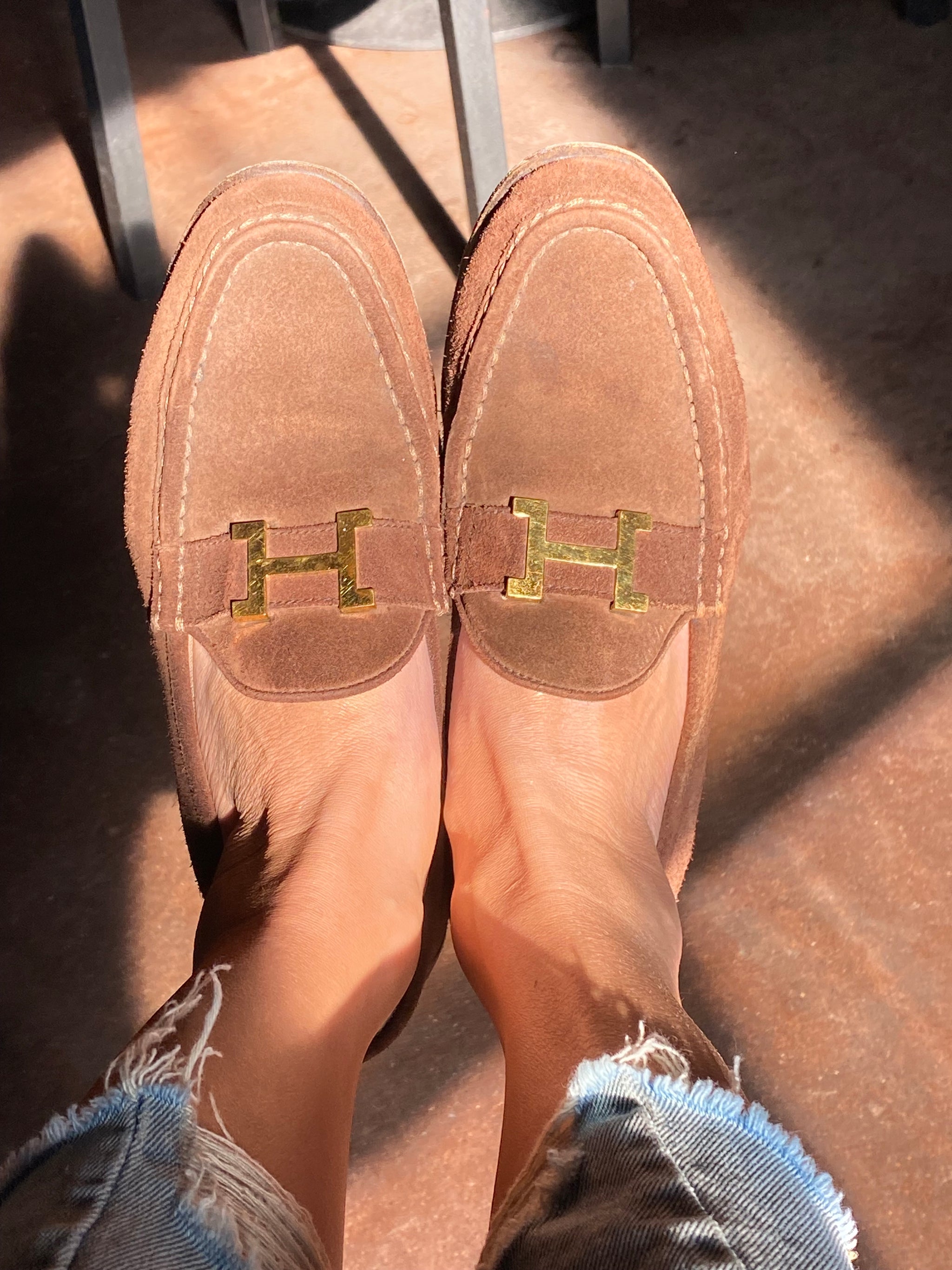 Hermes Blue and Brown Slip-On Loafers Hermes Game Slip-On Loafers Denim Bleu Clair / Gold Phw  main image 3